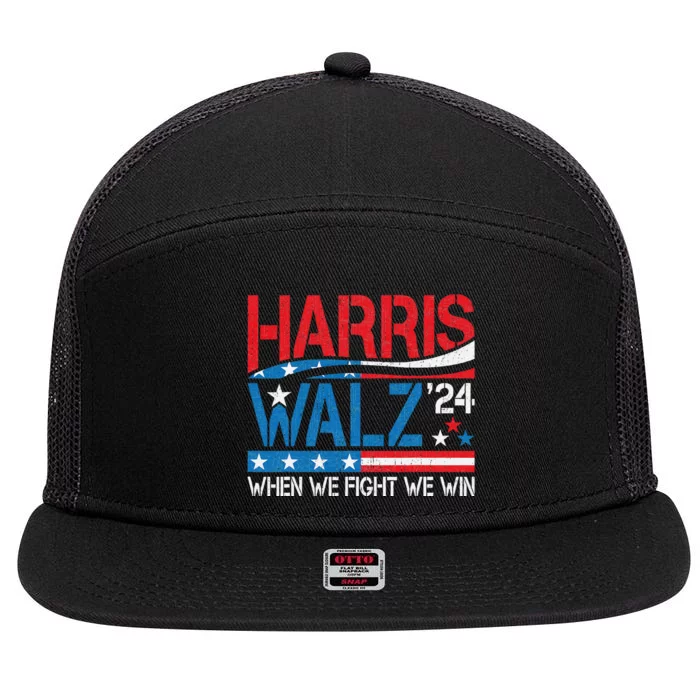 Harris Waltz 2024 When We Fight We Win Kamala Harris Forward 7 Panel Mesh Trucker Snapback Hat