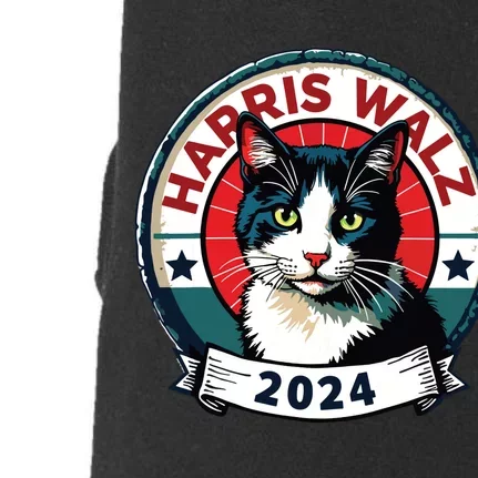 Harris Walz 2024 Funny Cat Election Kamala Harris Tim Waltz Doggie 3-End Fleece Hoodie