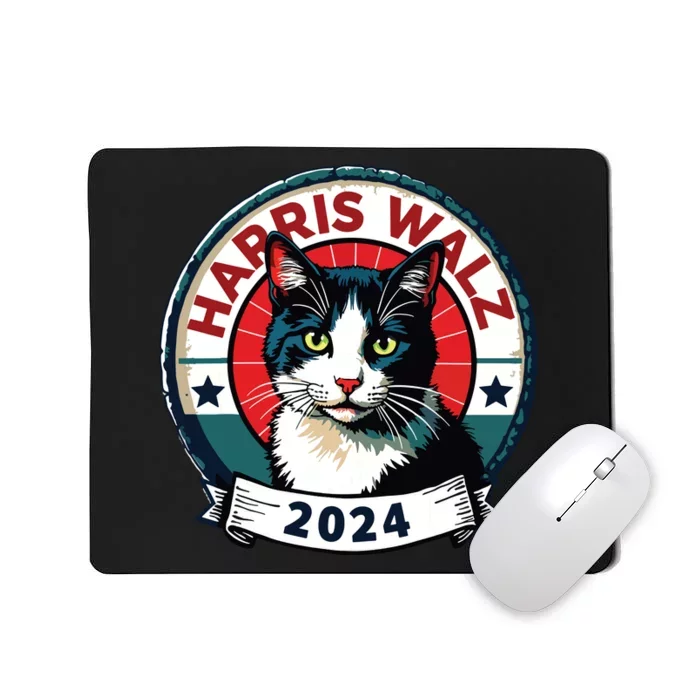 Harris Walz 2024 Funny Cat Election Kamala Harris Tim Waltz Mousepad