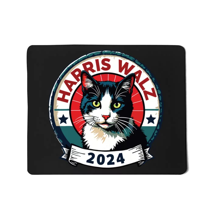 Harris Walz 2024 Funny Cat Election Kamala Harris Tim Waltz Mousepad