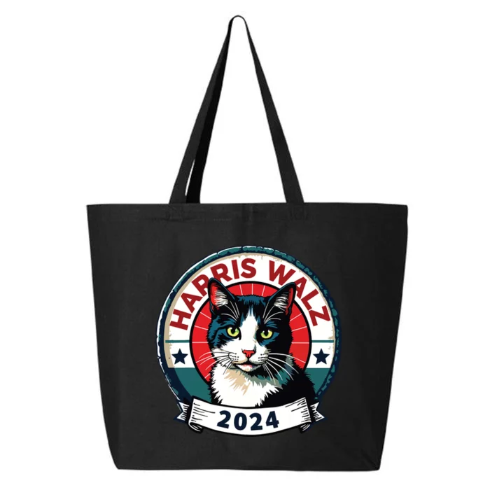 Harris Walz 2024 Funny Cat Election Kamala Harris Tim Waltz 25L Jumbo Tote