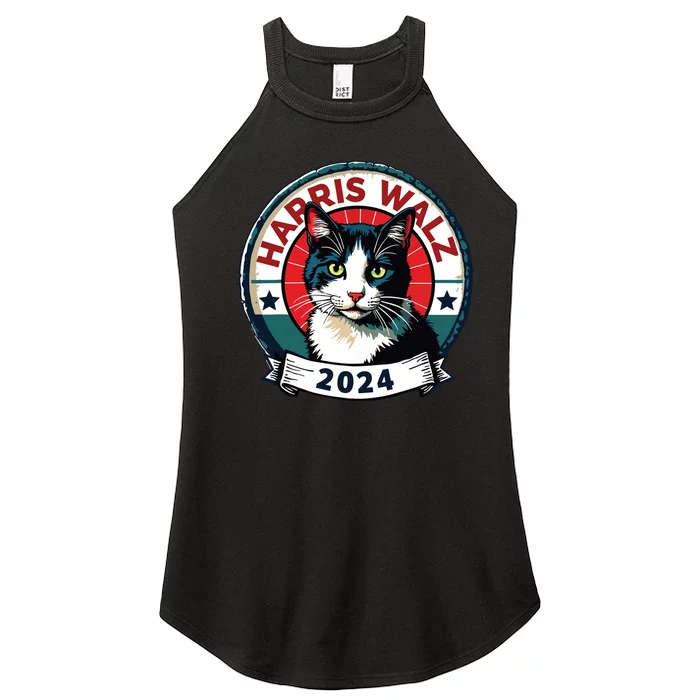 Harris Walz 2024 Funny Cat Election Kamala Harris Tim Waltz Women’s Perfect Tri Rocker Tank