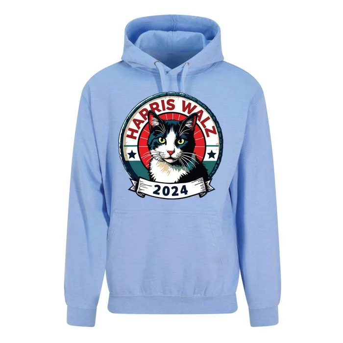 Harris Walz 2024 Funny Cat Election Kamala Harris Tim Waltz Unisex Surf Hoodie