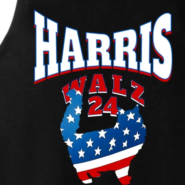 Harris Walz 2024 S Patriotic Cat Great Gift Ladies Tri-Blend Wicking Tank