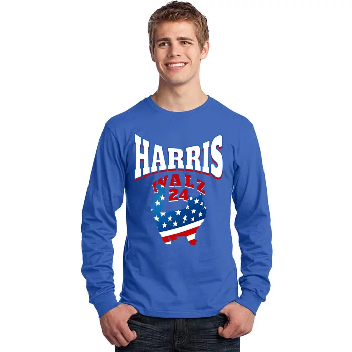 Harris Walz 2024 S Patriotic Cat Great Gift Tall Long Sleeve T-Shirt