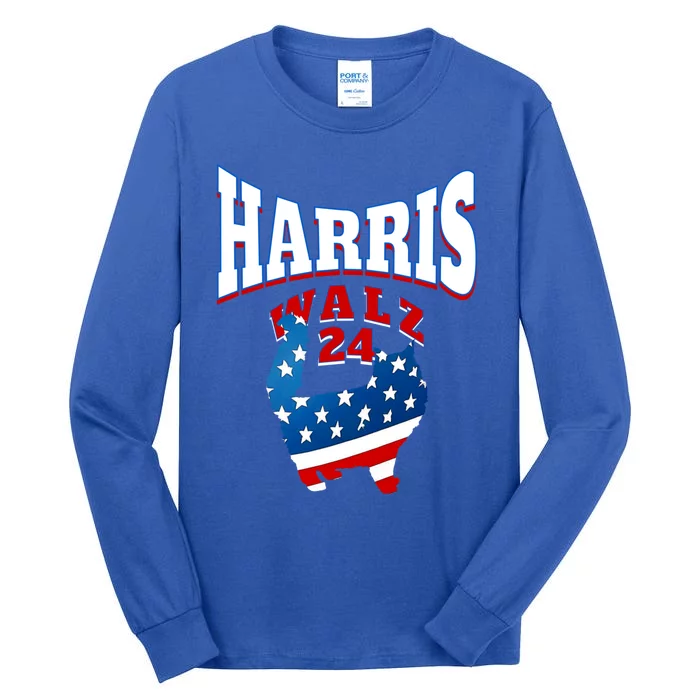 Harris Walz 2024 S Patriotic Cat Great Gift Tall Long Sleeve T-Shirt