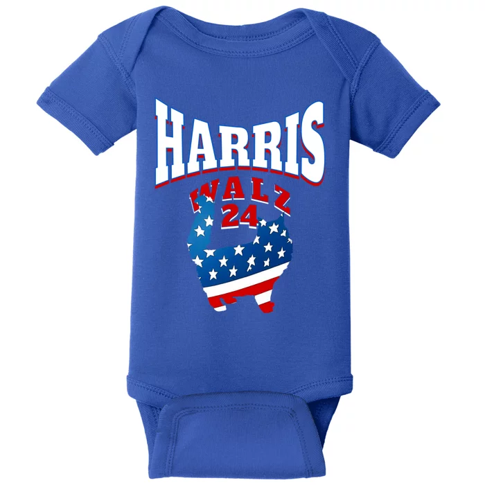 Harris Walz 2024 S Patriotic Cat Great Gift Baby Bodysuit