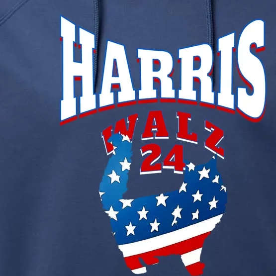 Harris Walz 2024 S Patriotic Cat Great Gift Performance Fleece Hoodie