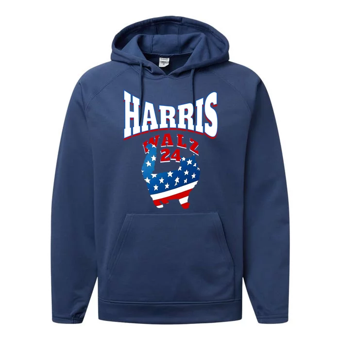 Harris Walz 2024 S Patriotic Cat Great Gift Performance Fleece Hoodie