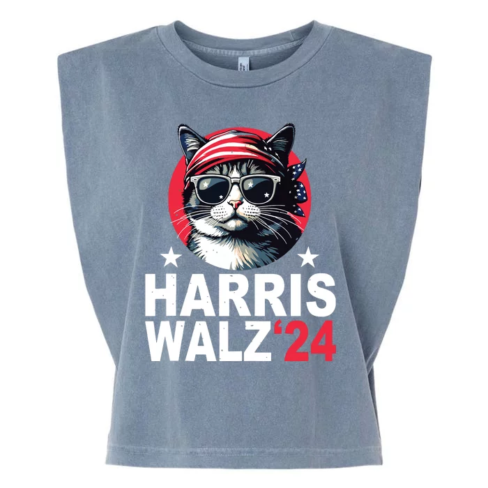 Harris Waltz 2024 Cat Lady Kamala Harris Tim Walz Waltz Garment-Dyed Women's Muscle Tee