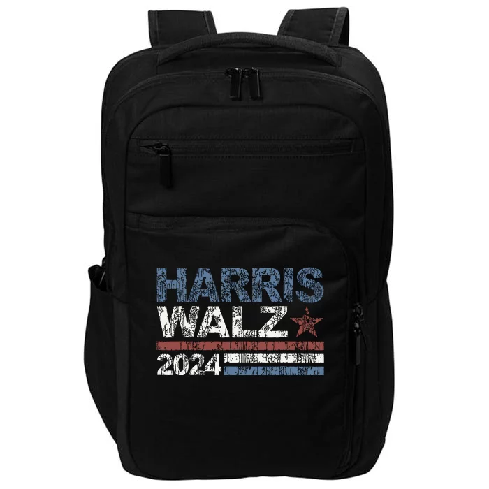 Harris Walz 2024 President Election Vintage Retro Stripe Impact Tech Backpack