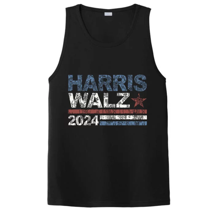 Harris Walz 2024 President Election Vintage Retro Stripe Performance Tank