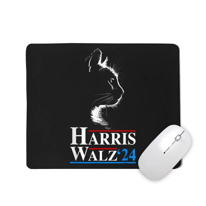 Harris Waltz 2024 Election Funny Cat Kamala Harris Tim Walz Mousepad