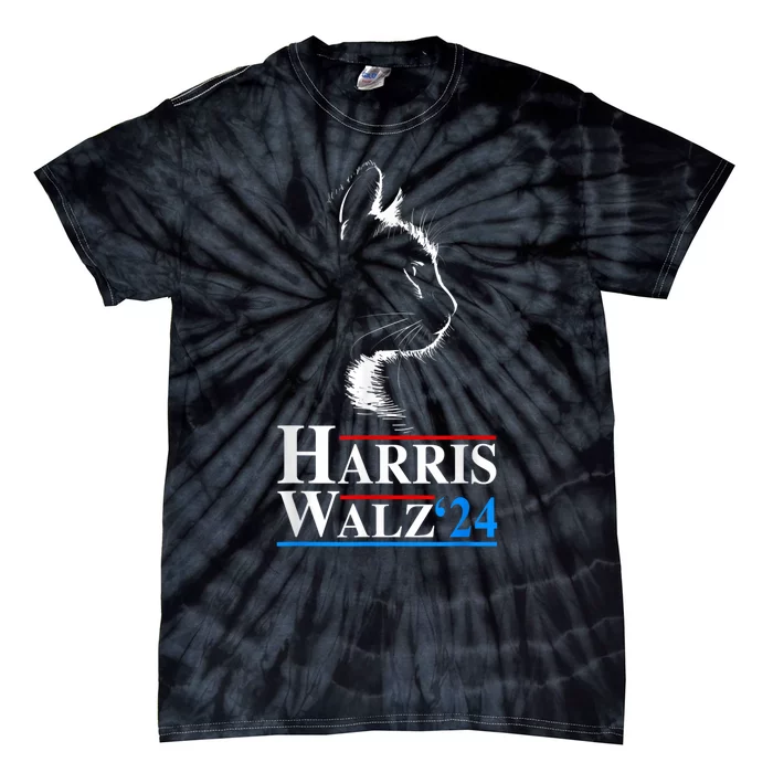 Harris Waltz 2024 Election Funny Cat Kamala Harris Tim Walz Tie-Dye T-Shirt