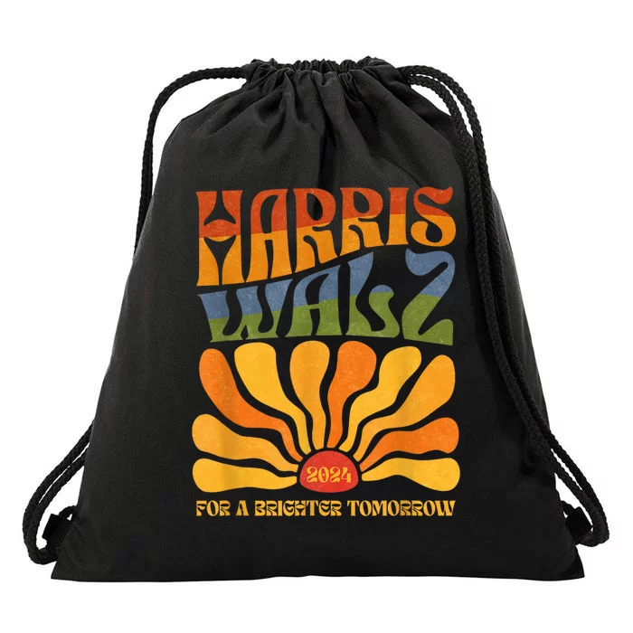 Harris Waltz 2024 For A Brighter Tomorrow Boho Aesthetic Drawstring Bag