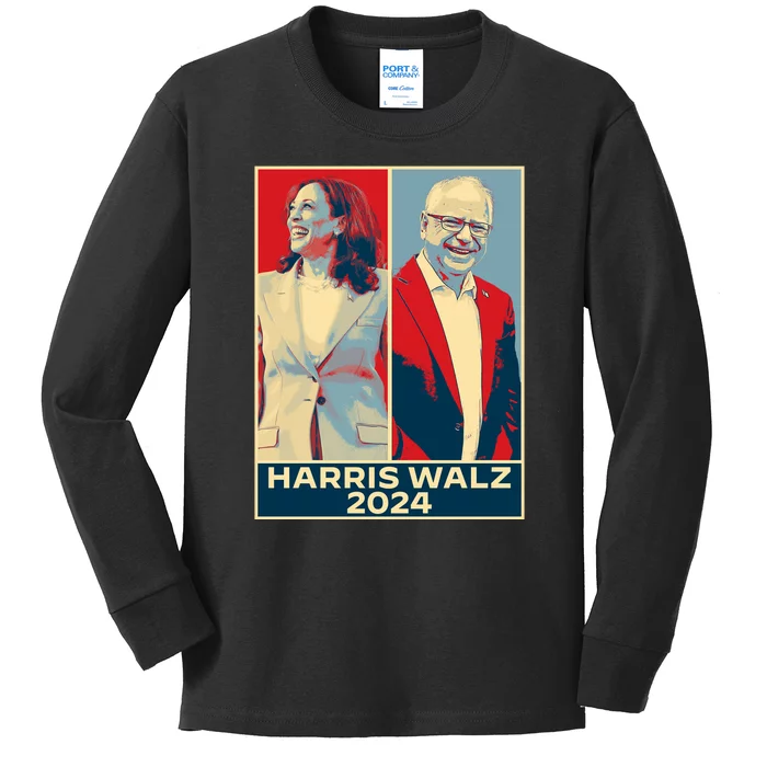 Harris Walz 2024 Kamala Harris Tim Walz For Vp Kids Long Sleeve Shirt