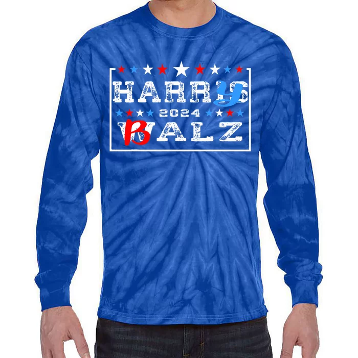 Harris Walz 24 Harry Balz 2024 Vote Democratics Tie-Dye Long Sleeve Shirt