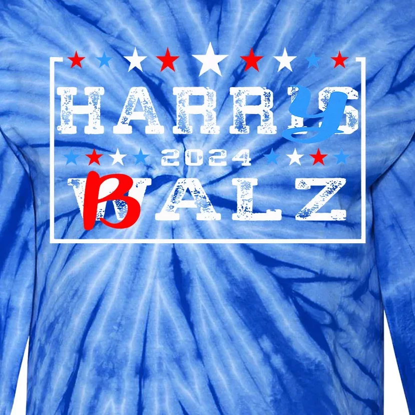 Harris Walz 24 Harry Balz 2024 Vote Democratics Tie-Dye Long Sleeve Shirt