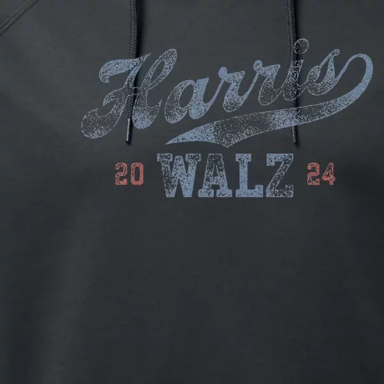 Harris Waltz 2024 Baseball Script Women Harris Waltz 2024 Gift Performance Fleece Hoodie