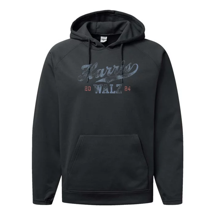 Harris Waltz 2024 Baseball Script Women Harris Waltz 2024 Gift Performance Fleece Hoodie