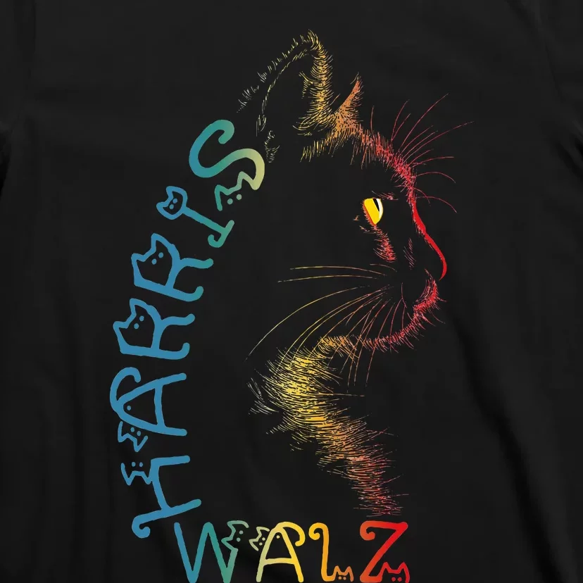 Harris Waltz 2024 Kamala Walz Cat Lettering Positive Funny T-Shirt