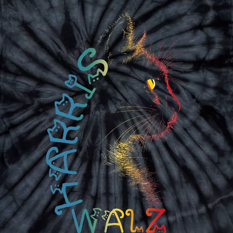 Harris Waltz 2024 Kamala Walz Cat Lettering Positive Funny Tie-Dye T-Shirt