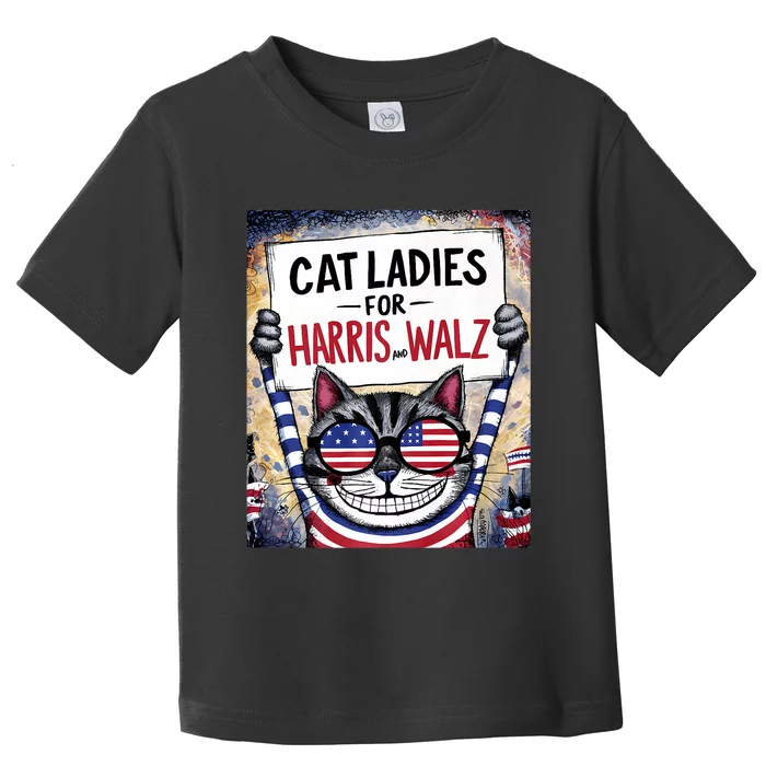 Harris Waltz 2024 Cat Ladies For Harris And Walz 2024 Toddler T-Shirt