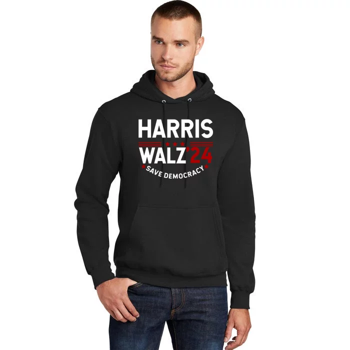 Harris Walz 2024 Save Democracy Tall Hoodie