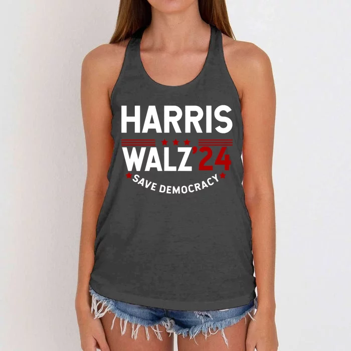 Harris Walz 2024 Save Democracy Women's Knotted Racerback Tank