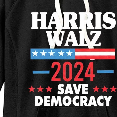 Harris Walz 2024 Save Democracy Women's Fleece Hoodie