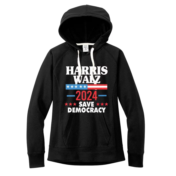 Harris Walz 2024 Save Democracy Women's Fleece Hoodie