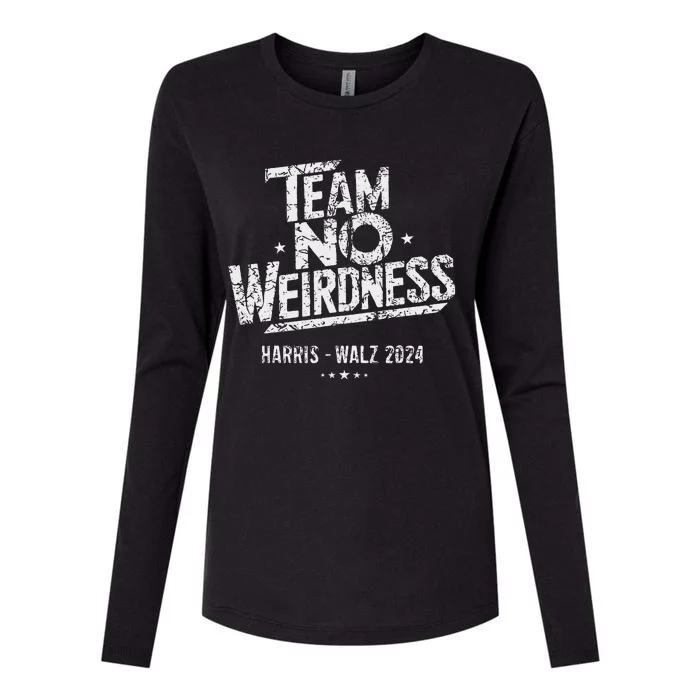 Harris Walz 2024 Team No Weirdness Funny Kamala Tim Waltz Womens Cotton Relaxed Long Sleeve T-Shirt