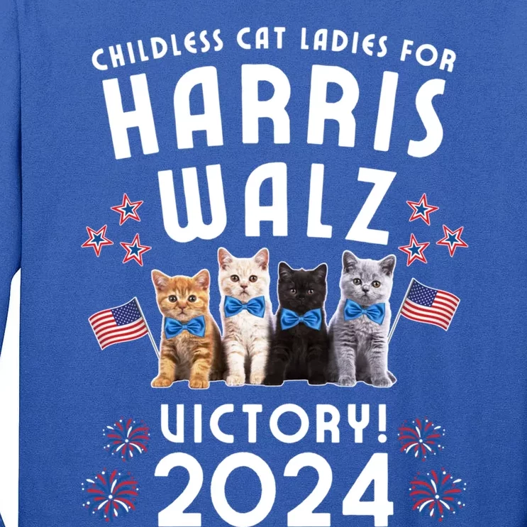 Harris Walz 2024 Victory Cat Ladies Memorabilia Cute Gift Tall Long Sleeve T-Shirt