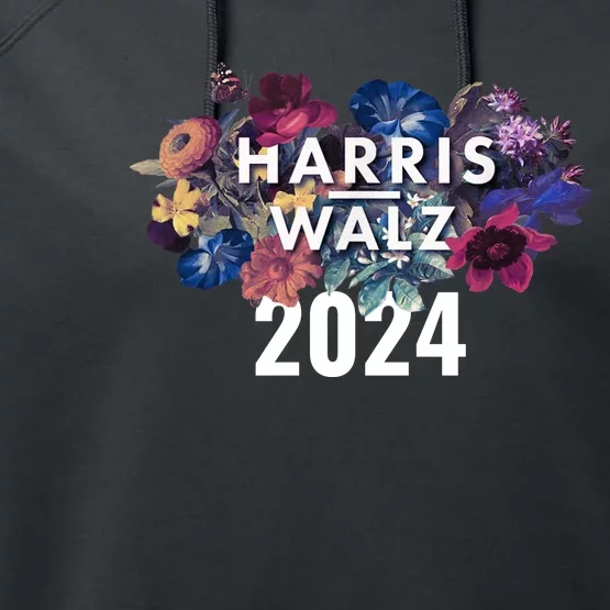 Harris Walz 2024 Floral Feminine Women Harris Waltz 2024 Performance Fleece Hoodie