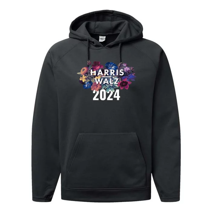 Harris Walz 2024 Floral Feminine Women Harris Waltz 2024 Performance Fleece Hoodie