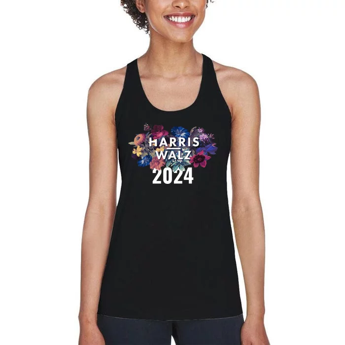 Harris Walz 2024 Floral Feminine Women Harris Waltz 2024 Women's Racerback Tank