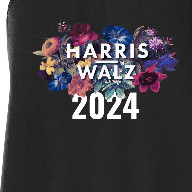 Harris Walz 2024 Floral Feminine Women Harris Waltz 2024 Women's Racerback Tank