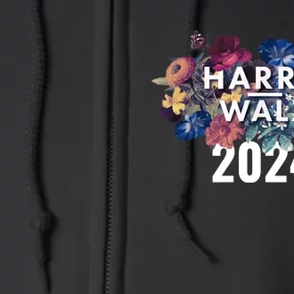 Harris Walz 2024 Floral Feminine Women Harris Waltz 2024 Full Zip Hoodie