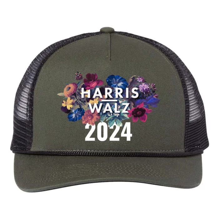 Harris Walz 2024 Floral Feminine Women Harris Waltz 2024 Retro Rope Trucker Hat Cap