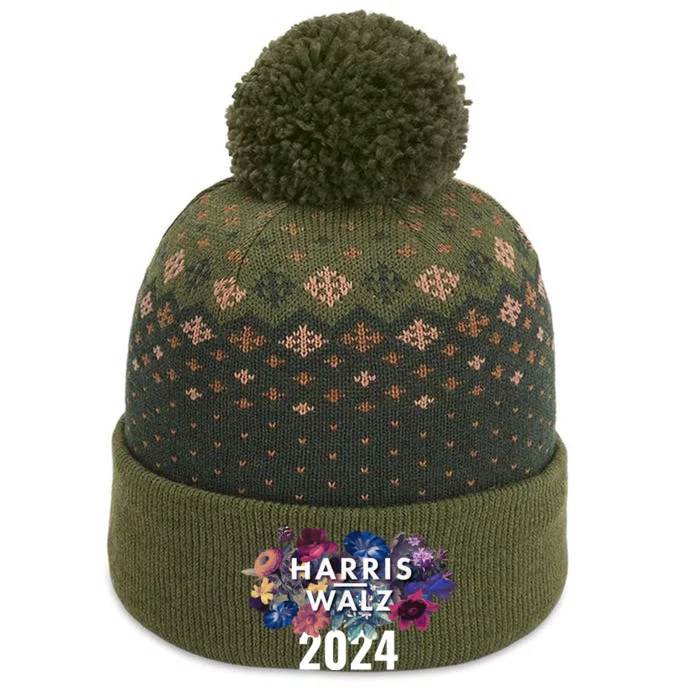 Harris Walz 2024 Floral Feminine Women Harris Waltz 2024 The Baniff Cuffed Pom Beanie