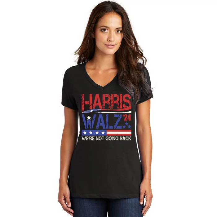 Harris Waltz 2024 Election Were Not Going Back Vintage Women's V-Neck T-Shirt