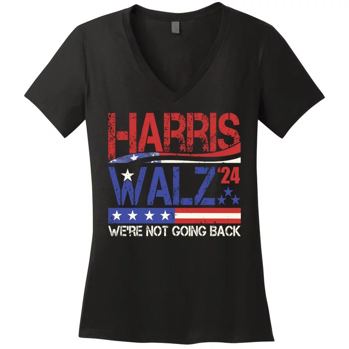 Harris Waltz 2024 Election Were Not Going Back Vintage Women's V-Neck T-Shirt