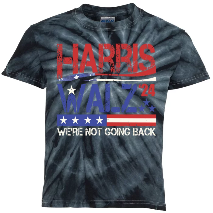 Harris Waltz 2024 Election Were Not Going Back Vintage Kids Tie-Dye T-Shirt