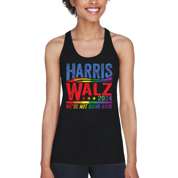 Harris Walz 2024 Were Not Going Back Lgbt Vote Women's Racerback Tank