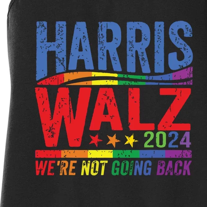 Harris Walz 2024 Were Not Going Back Lgbt Vote Women's Racerback Tank