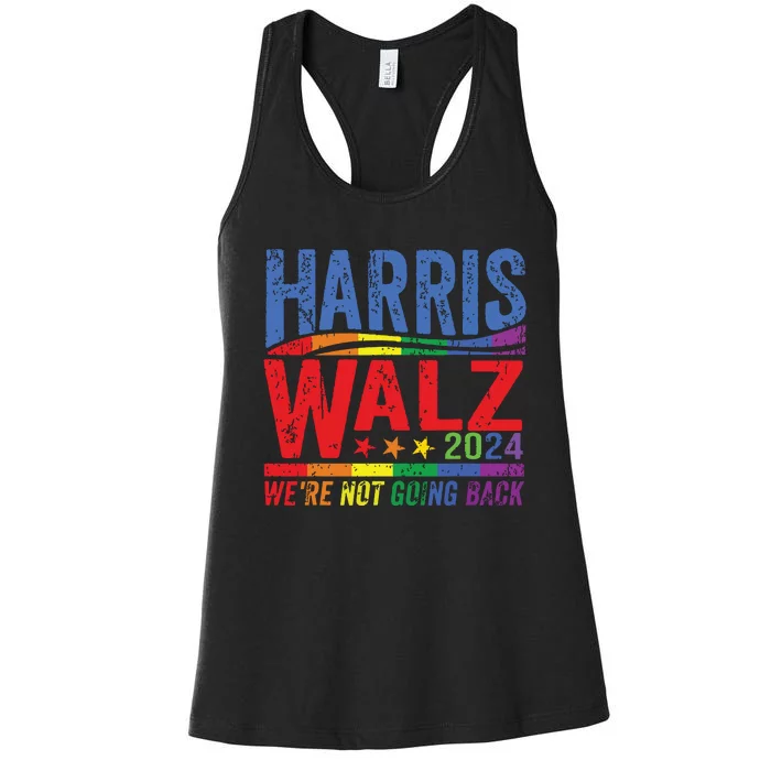 Harris Walz 2024 Were Not Going Back Lgbt Vote Women's Racerback Tank