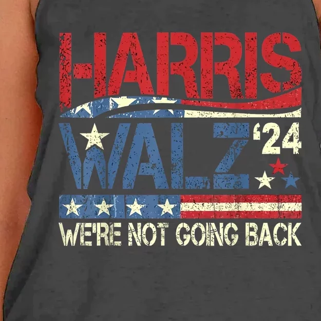 Harris Walz 2024 We Are Not Going Back Women's Knotted Racerback Tank