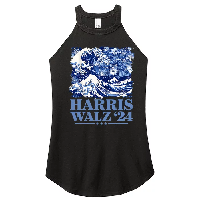 Harris Waltz 2024 Cute Wave Of Blue Cats For Kamala Harris Women’s Perfect Tri Rocker Tank