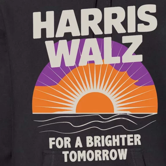 Harris Walz 2024 Boho Retro Sunrise Brighter Tomorrow Quote Premium Hoodie