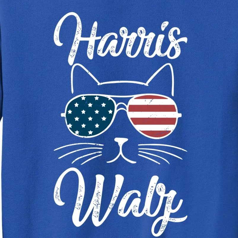 Harris Walz 2024 Kamala Harris Tim Waltz 2024 Usa Flag Cat Gift Tall Sweatshirt